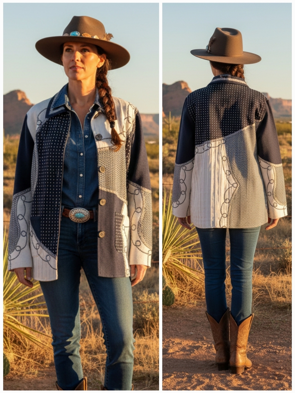 Poetica Vintage Embroidered Patchwork Shirt Size S Southwestern Bohemian Rodeo